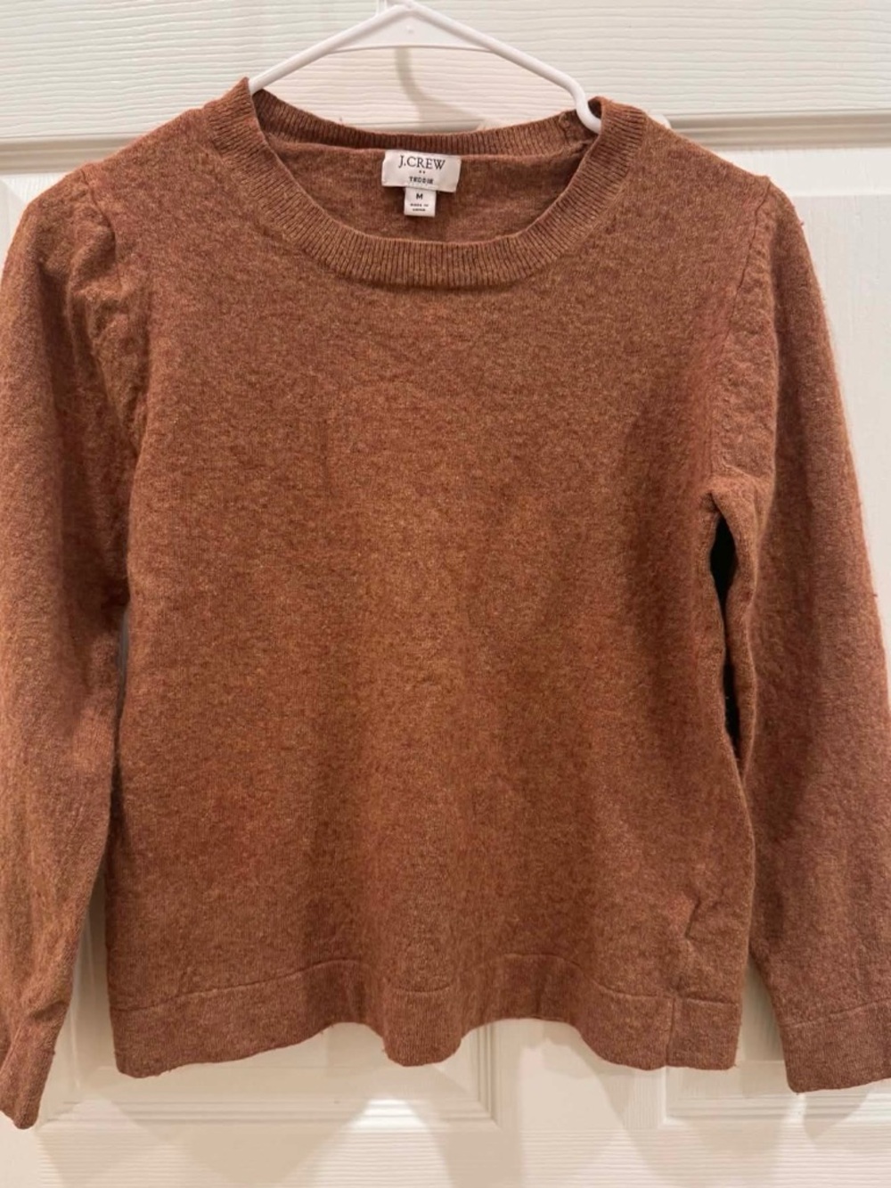 J. Crew Teddie Women’s Chestnut Brown Crewneck Sweater Wool Blend Cotton M